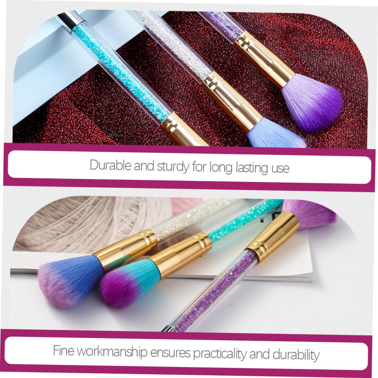 FRCOLOR Dual Heads Nail Art Brush Professional Sponge Painting Tool for Beautiful Nail Designs Durable and Easy to Hold