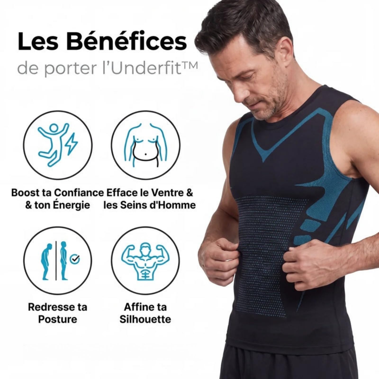 Underfit Homme,2026 Nouveau Debardeur Compression Homme,Gilet De Modelage Ionique Underwear,Pour Sculpter La Silhouette Et Réduire La Graisse Thoracique