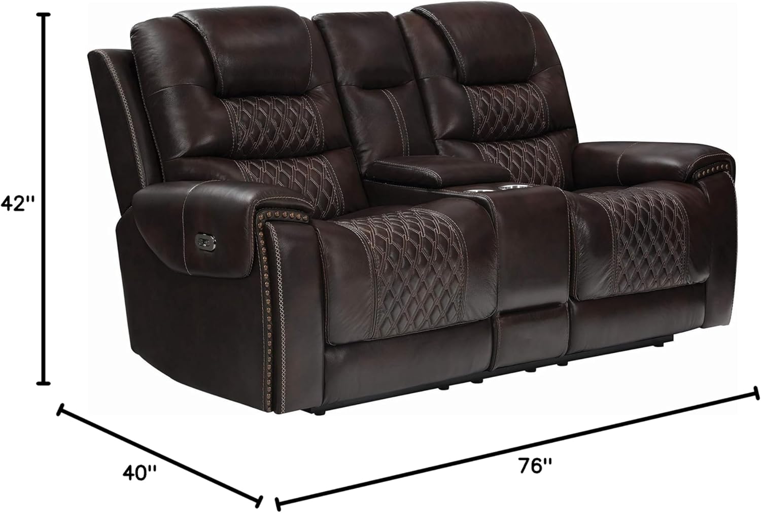 Coaster Home Furnishings North Cushion Back Reclining Power Headrest Loveseat with Console Dark Brown Love Seats (650402PP)