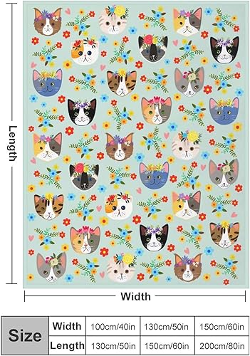 Miniatura 3 de Manta de franela con diseño de gato para amantes de los gatos, ultra suave, acogedora y cálida, para niñas, mujeres, hombres, niños y adultos, 50 x
