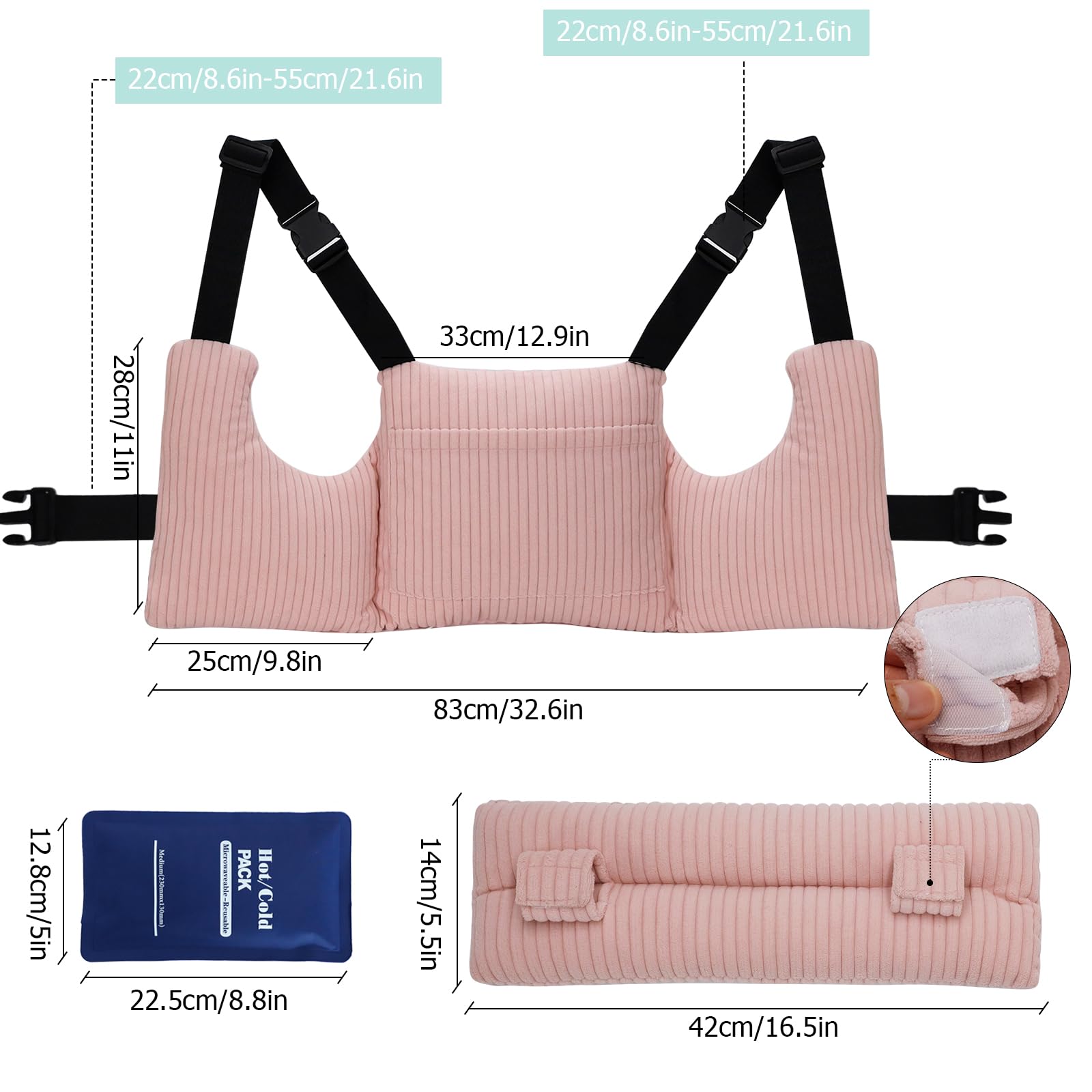 Oreillers post-mastectomie après hystérectomie - Fournitures de récupération de la mastectomie - Cadeau pour femme - Aide à la récupération et au repos - Rose