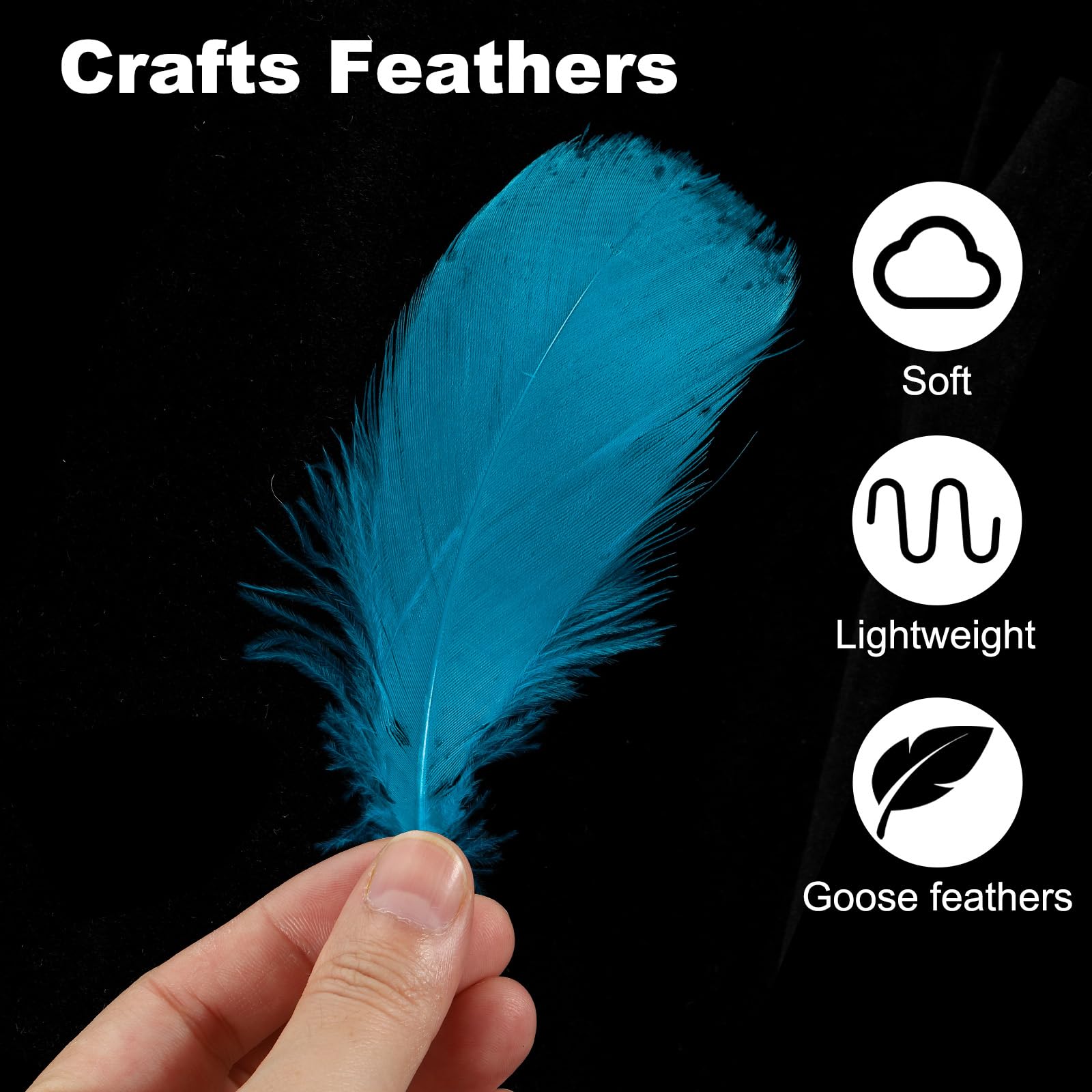 PATIKIL Colorful Feathers 3-5inch, 300pcs Goose Feathers Bulk for Crafts DIY Wedding Home Party Decorations Dream Catcher, Turquoise - Image 3