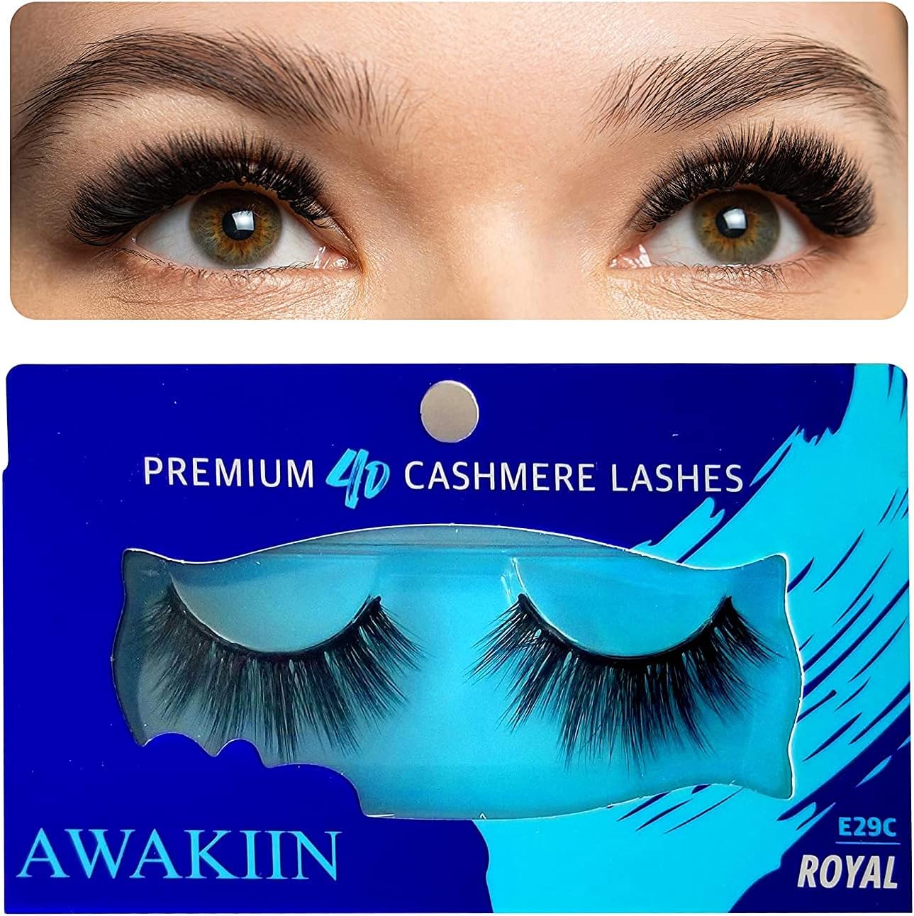 AWAKIIN4D Premium Cashmere Natural False Lashes Fake Natural Eyelashes - Fluffy Wispy Lashes Natural Look Eye Lashes - Dramatic Long Natural Lashes - Volume Wispies Eyelash Extension Strips (Royal)