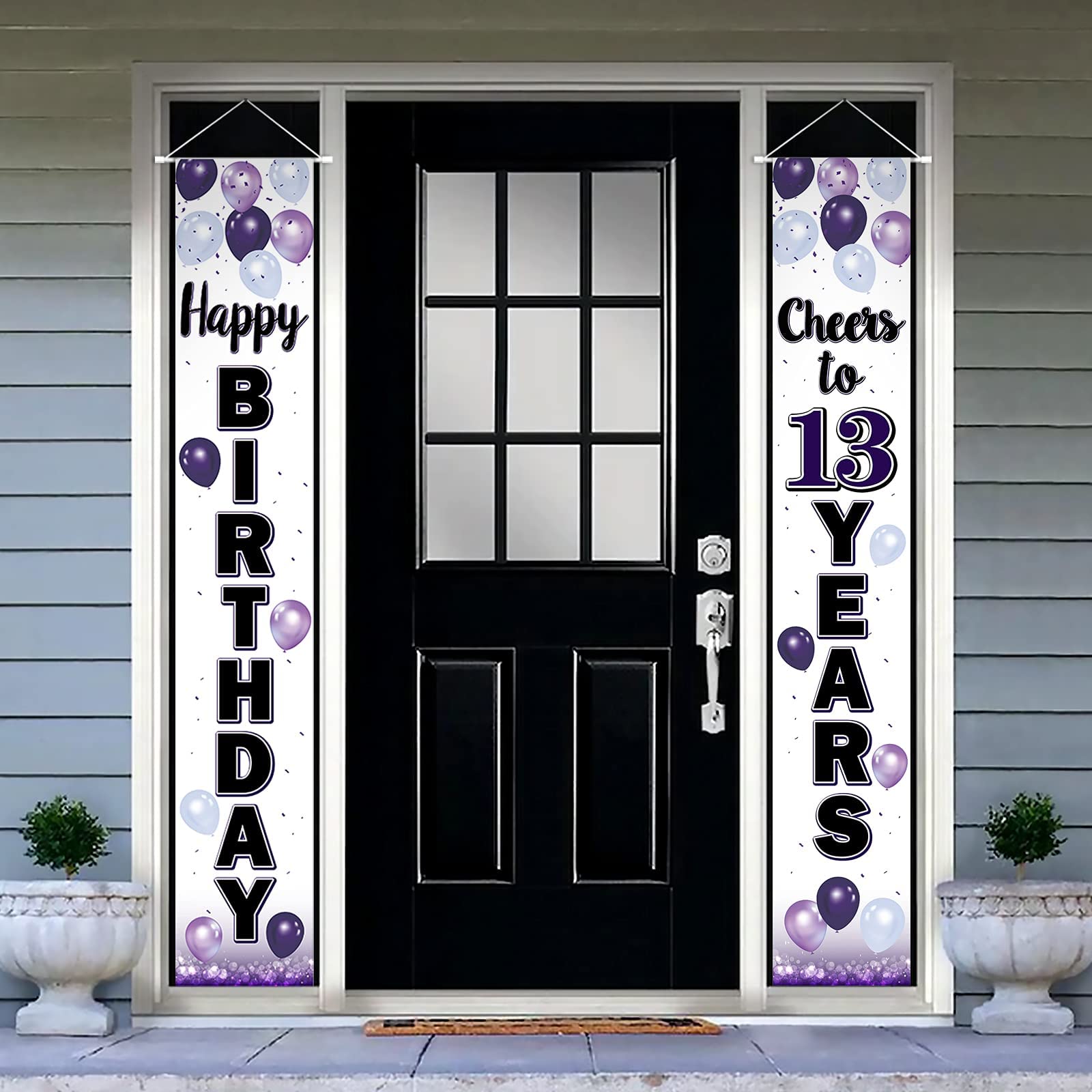 Happy 13th Birthday Door Banner - "Cheers To 13 Years" Gold Front Porch Sign, 70 Inches Tall - View #7