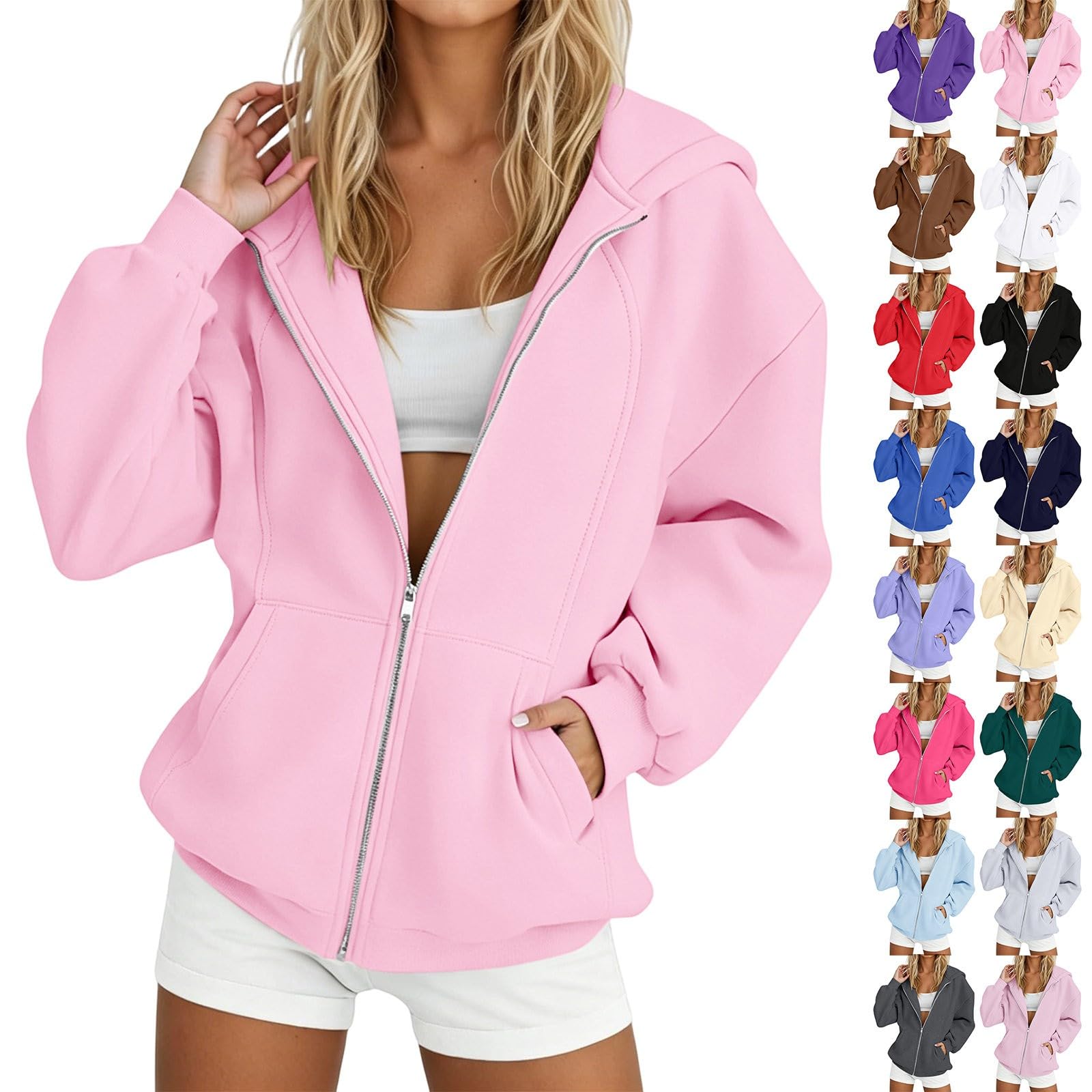 Felpa da donna senza cappuccio Pullover da donna con zip e top | Giacca Donna Lunga Leggero Abbigliamento Primavera Autunno Giacche Zip Chic Lavoro Ufficio Viaggi Serata Città Esterna