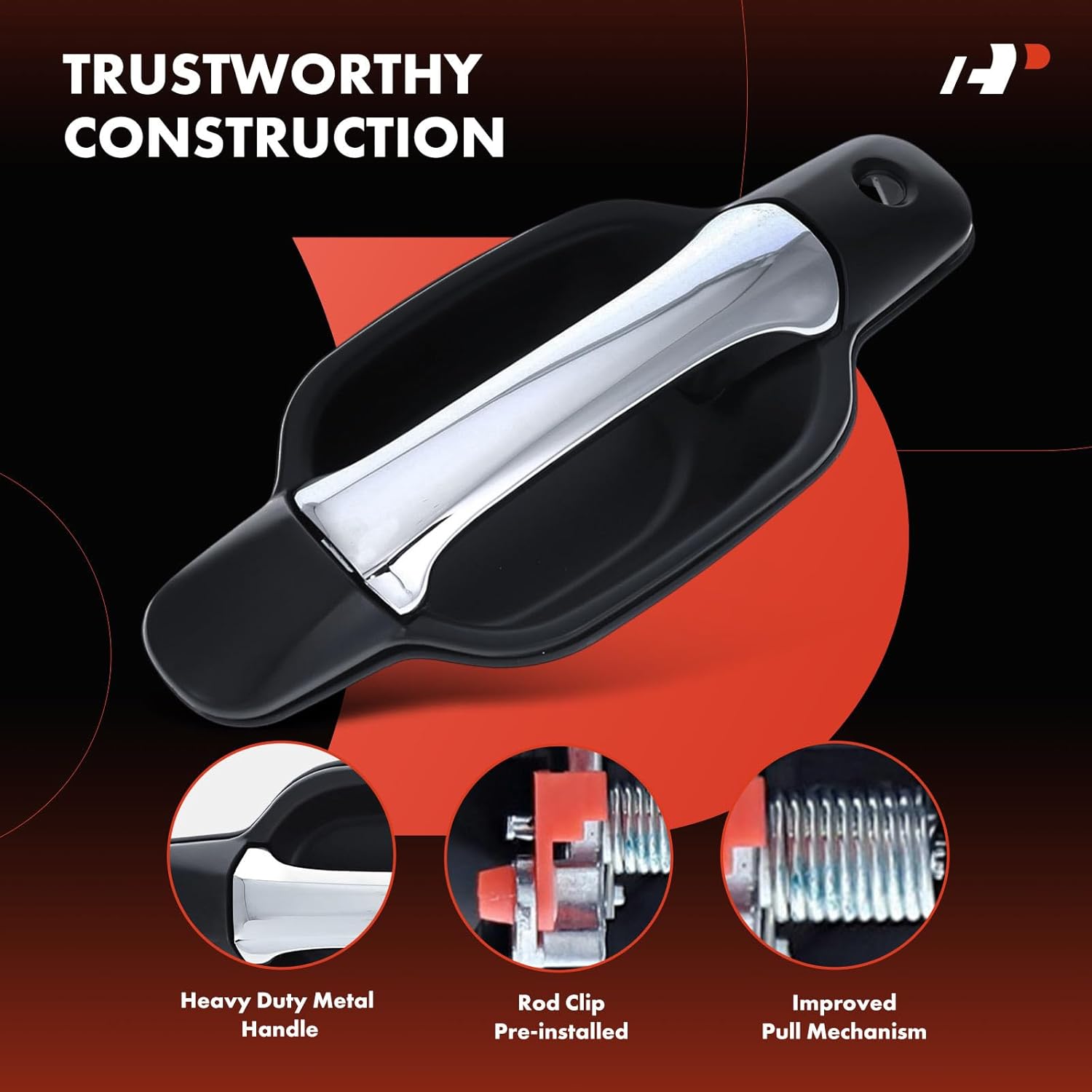 A-Premium Front Left Driver Side Upgraded Metal Exterior Door Handle with Keyhole Compatible with Chevrolet Colorado 2004-2012 & GMC Canyon 2004-2012, Black Housing with Chrome Lever