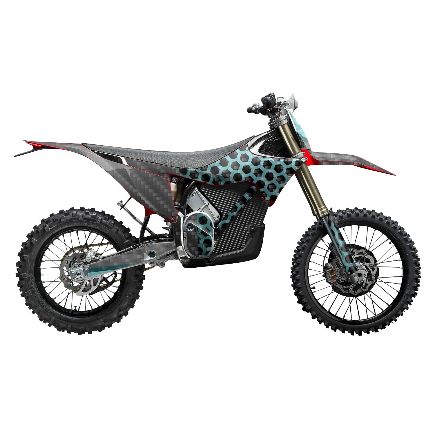 Carbon Fiber Stark Varg MX 2023-2025 Graphics Kit Wrap - Hex Cyan - Varg MX Skin - Premium 3M Vinyl Protective Wrap Decal Cover - Easy to Apply | Crafted in The USA by MightySkins