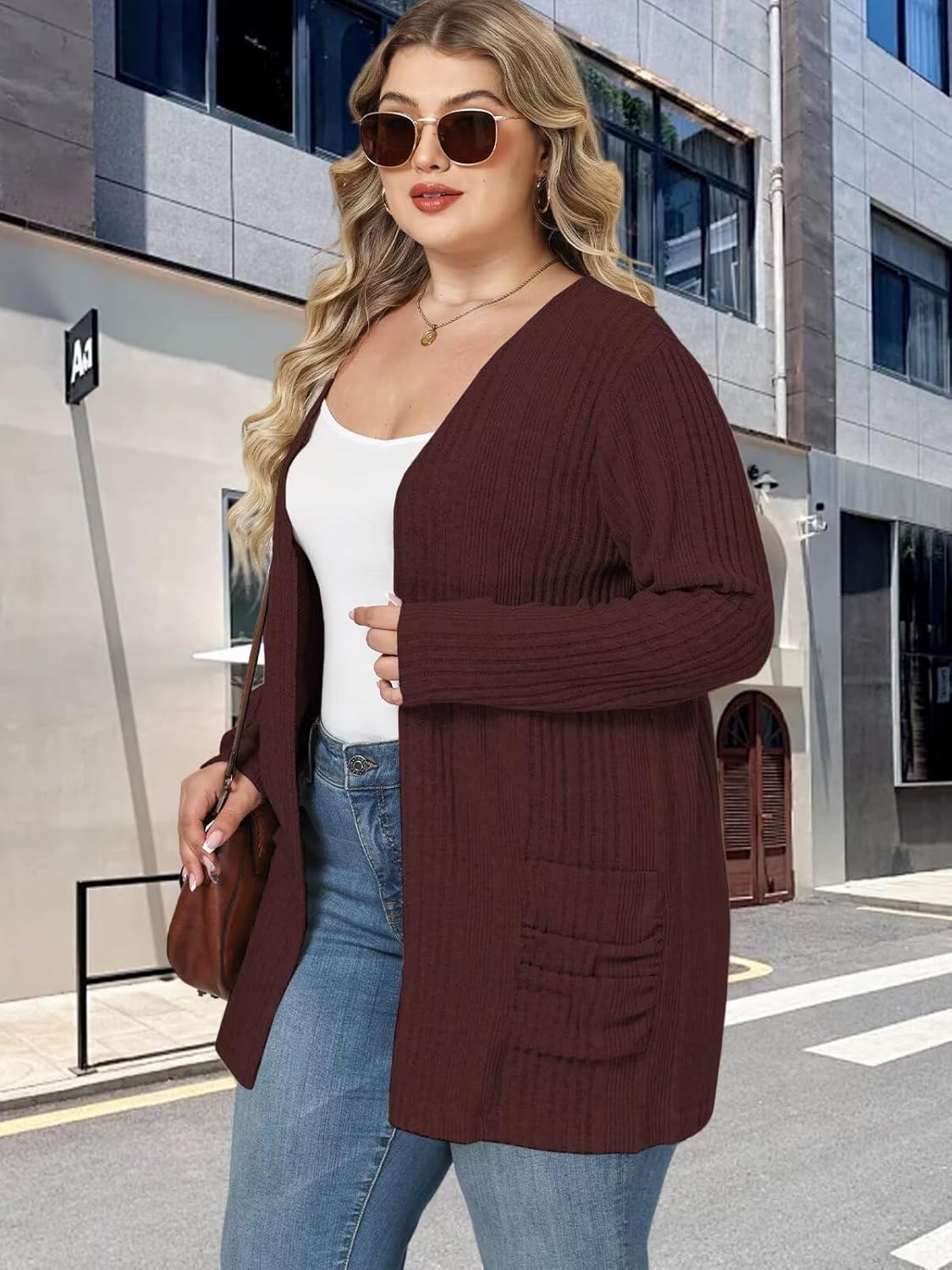 DOLNINE Plus-Size-Cardigans for Women Trendy Casual Lightweight Open Front Cardigan Sweaters Outerwear with Pockets - Image 4