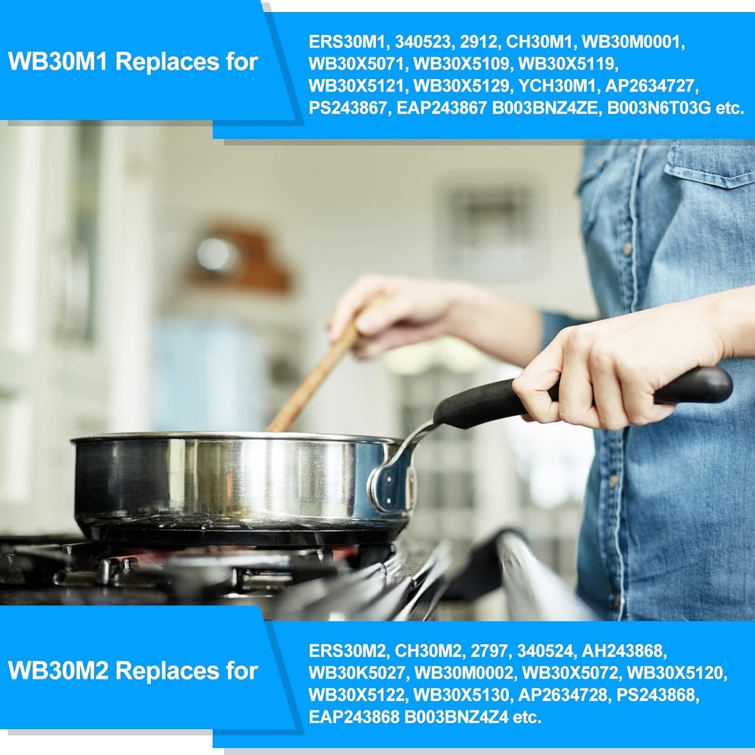 UPGRADED WB30M1 WB30M2 Electric Stove Burners Compatible with GE Hotpoint Stove Coil Element,Electric Range Burner Stove Coil for GE Stove Burner Replacement Parts Stove Top Element Burner (4 Pack)