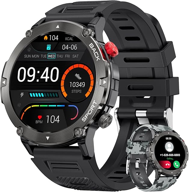 LIGE Smart Watch Men with Answer/Make Calls, 1.32'' HD Touch Screen Fitness Trackers with Heart Rate Blood Oxygen SpO2 Monitor, IP67 Waterproof Outdoors Military Smartwatch for Android iOS Black