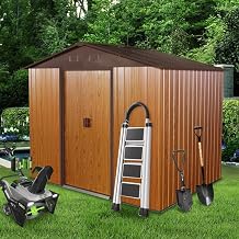 Heavy-Duty Outdoor Storage Shed, Weatherproof Storage Shed, Galvanized Steel Metal Shed for Garden Tools, Lawn Mower, Home Storage, Small Space Coffee