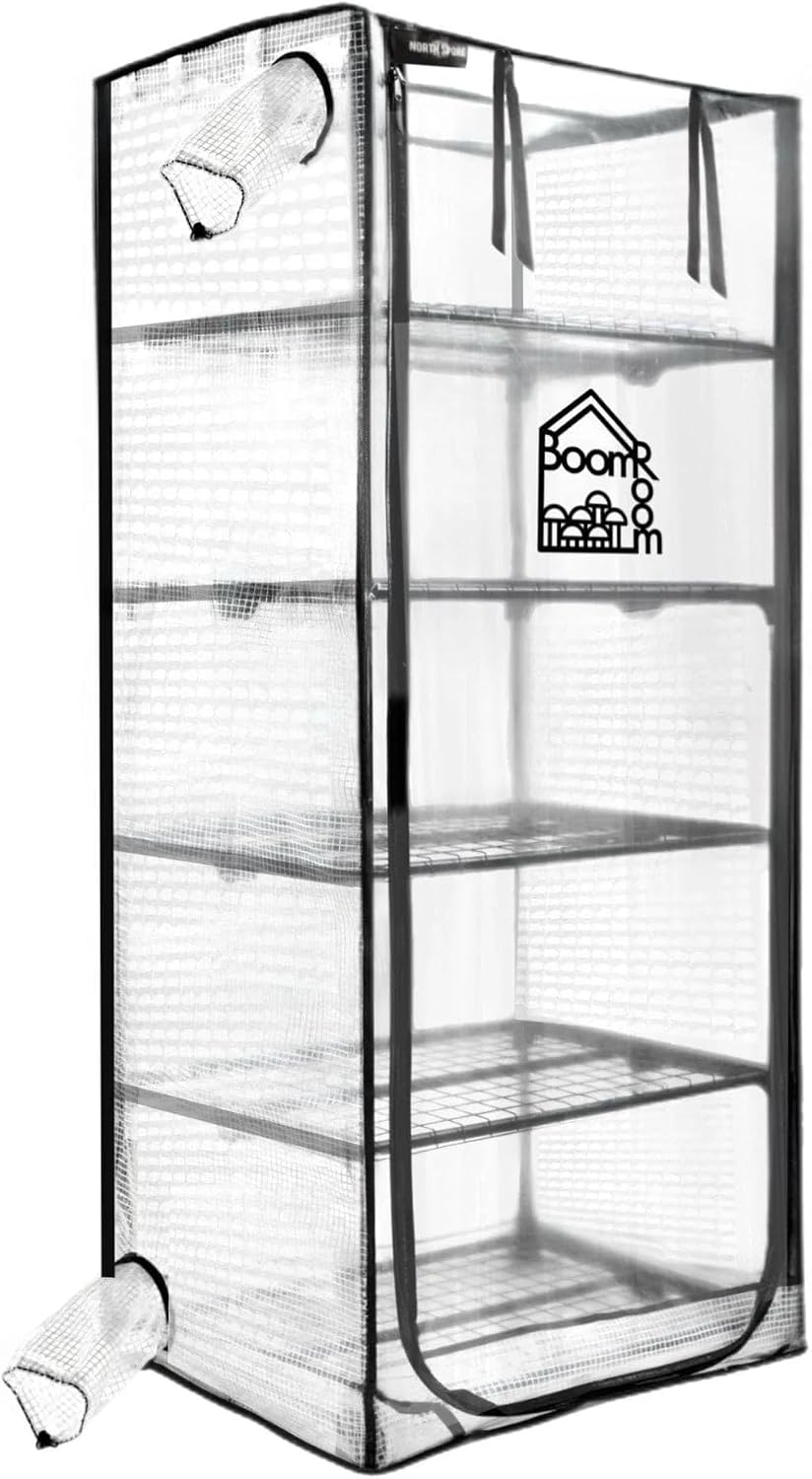North Spore BoomRoom II Mushroom Martha Tent 18 cu ft, 4-Tier Fruiting Chamber with Spore Floor & Tubing Port