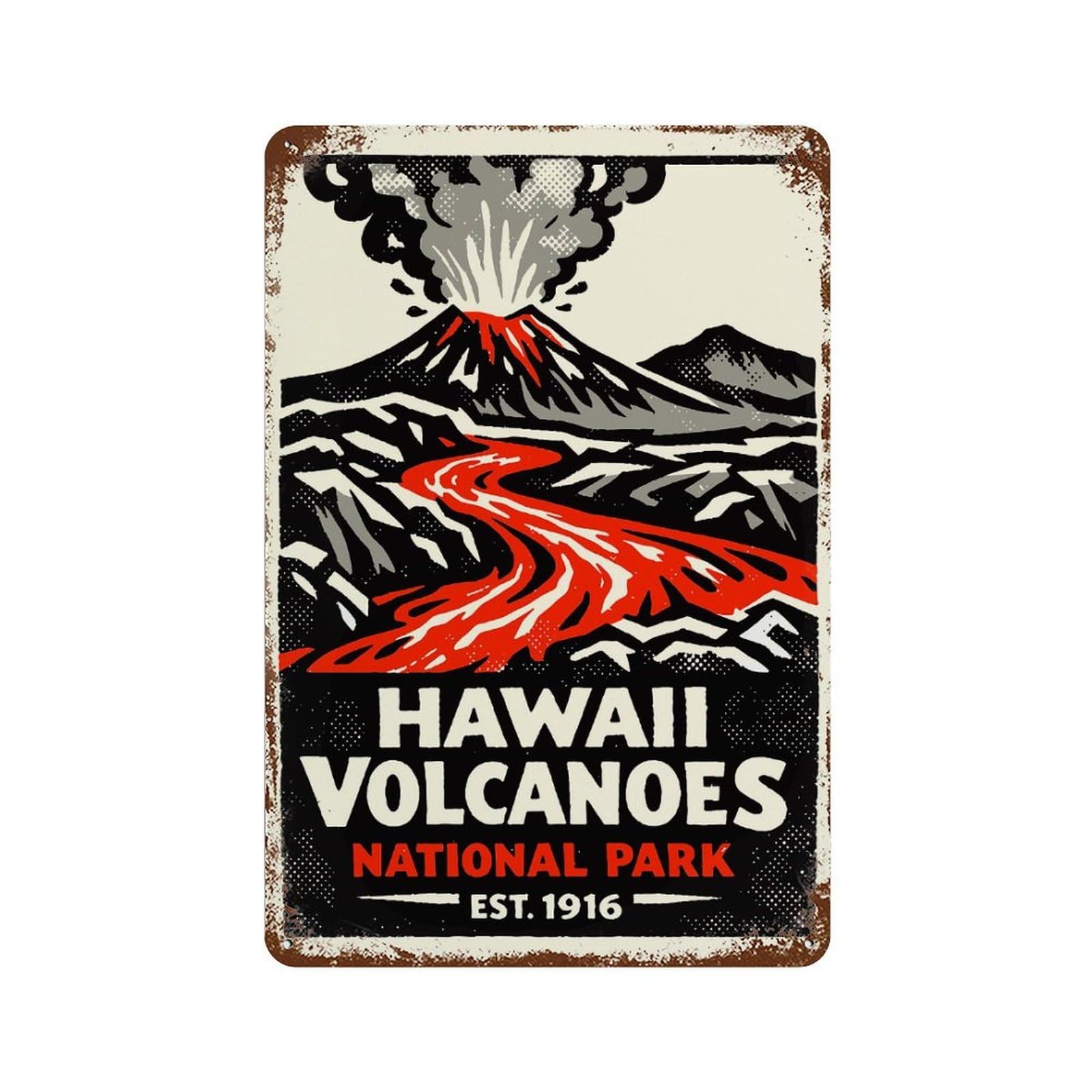 Hawaii Volcanoes National Park Poster Decorative Tin Sign 11.8"x7.9", for Bistro, Counter And Cafe Decor, Novelty Wall Decor
