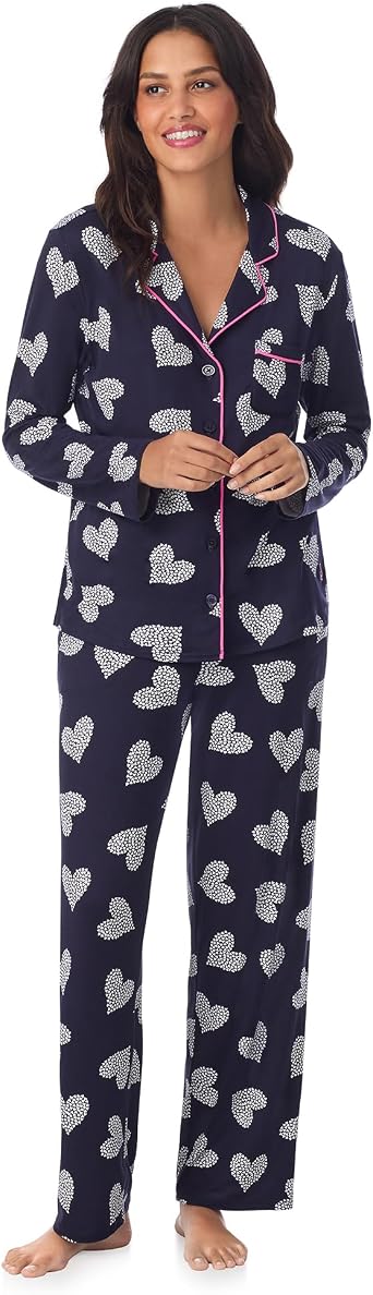 Cuddl Duds Womens Pajama & Lounge Set - Lightweight Long Sleeve Button Down PJ Shirt & Pants - Sleepwear & Loungewear