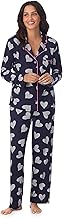 Cuddl Duds Womens Pajama & Lounge Set - Lightweight Long Sleeve Button Down PJ Shirt & Pants - Sleepwear & Loungewear