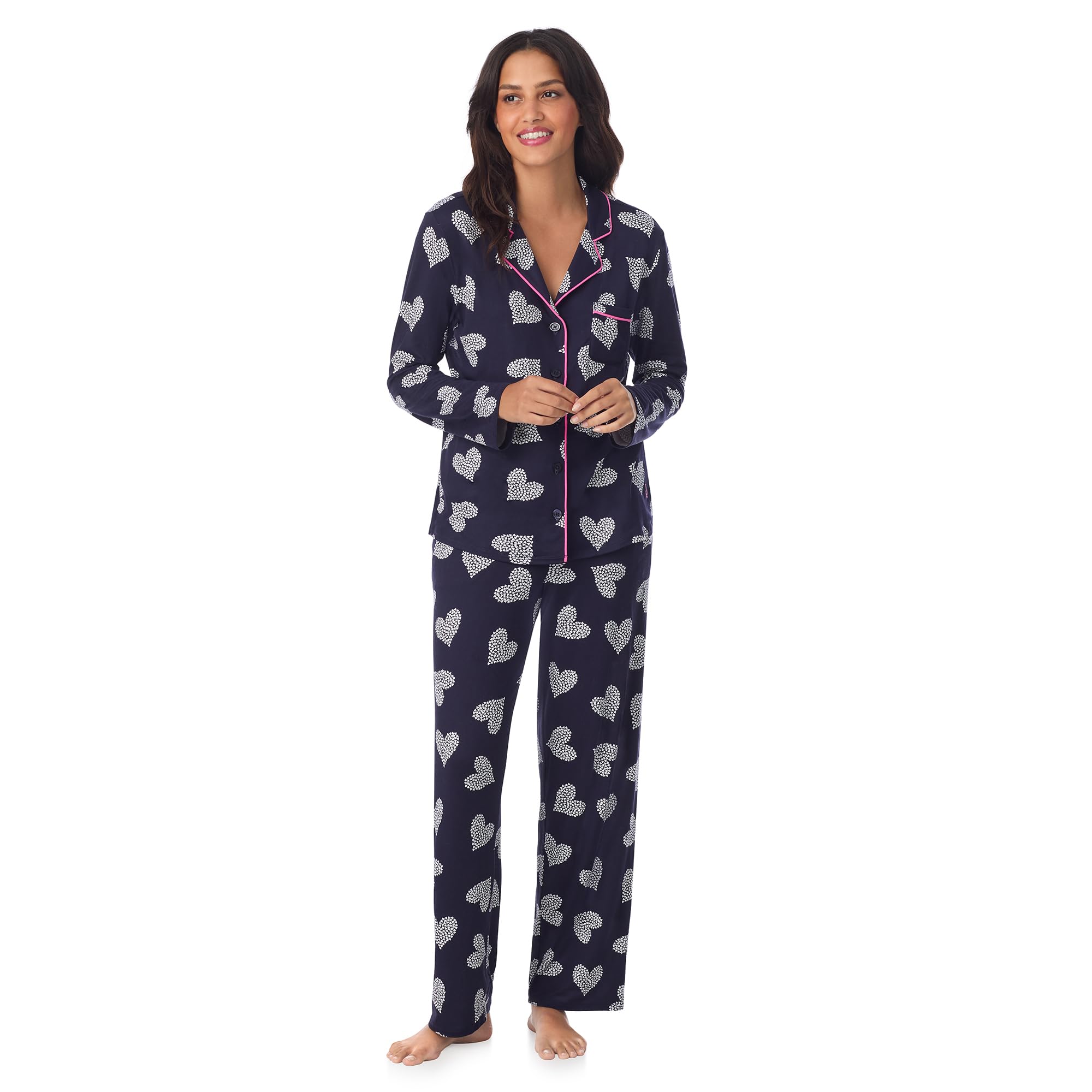 Cuddl Duds Womens Pajama & Lounge Set - Lightweight Long Sleeve Button Down PJ Shirt & Pants - Sleepwear & Loungewear