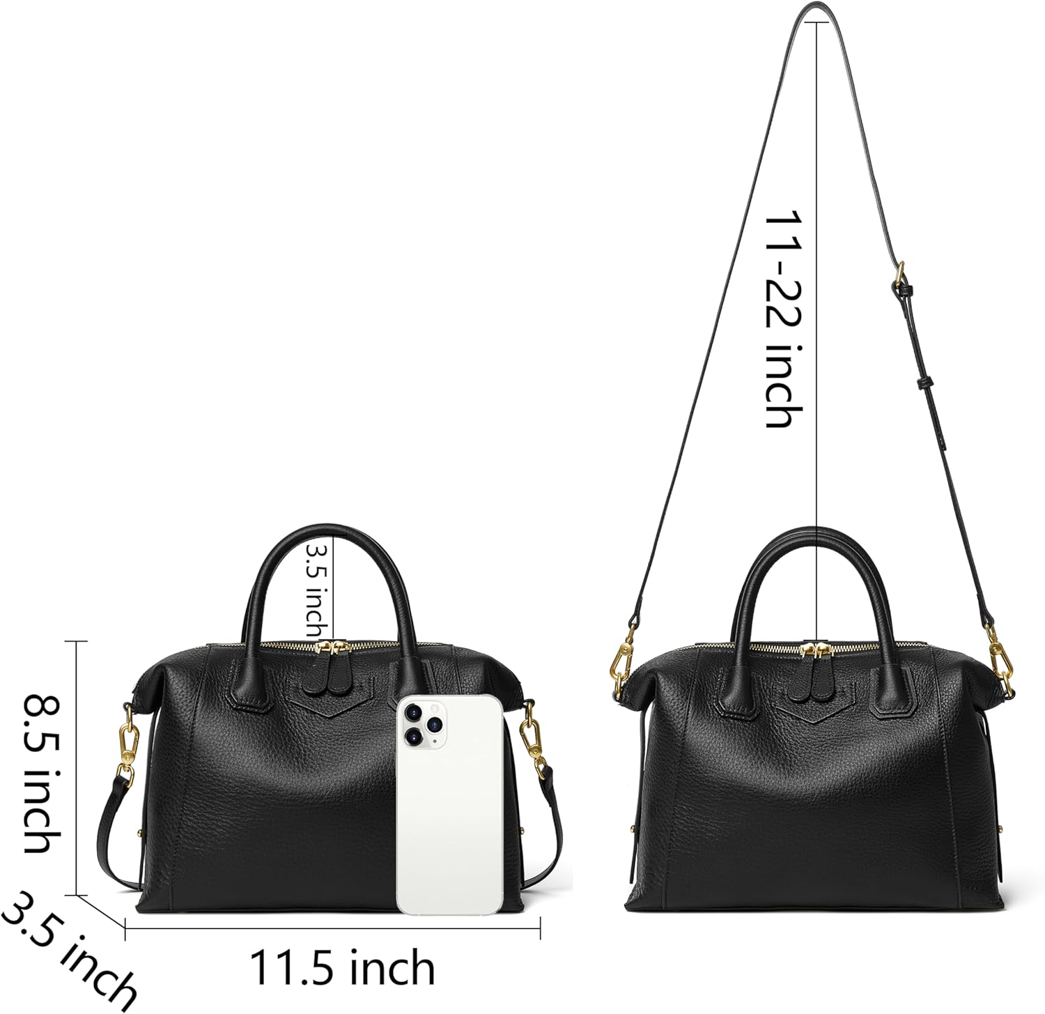 DORIS&JACKY Genuine Leather Satchel Purse For Women Designer Top Handle Tote Handbags With Long Adjustable Strap - Image 5