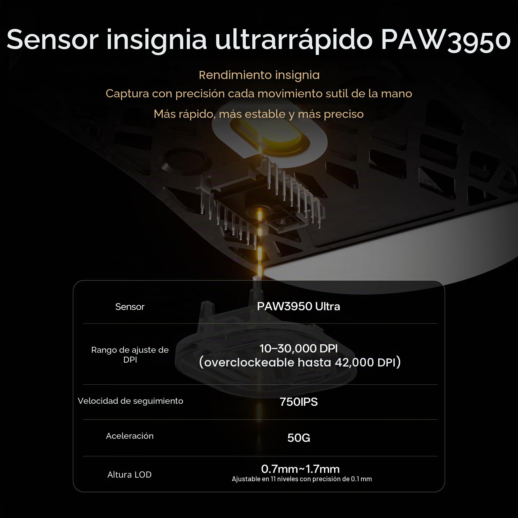 ATK Blazing Sky Ghost Hollow Ratón inalámbrico para juegos de fibra de carbono, sensor PAW3950, Nordic 54L15, 8k Polling, 48 g, Tri-Mode 2,4 g/Bluetooth/con cable