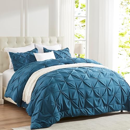 Miniatura 2 de NexHome Juego de edredón tamaño individual de microfibra plisada suave y ligera para todas las estaciones, 2 piezas (1 edredón y 1 funda de almohada)