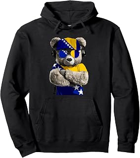 Bosnian Flag Bear Sunglasses Souvenirs Products Bosnia Pullover Hoodie
