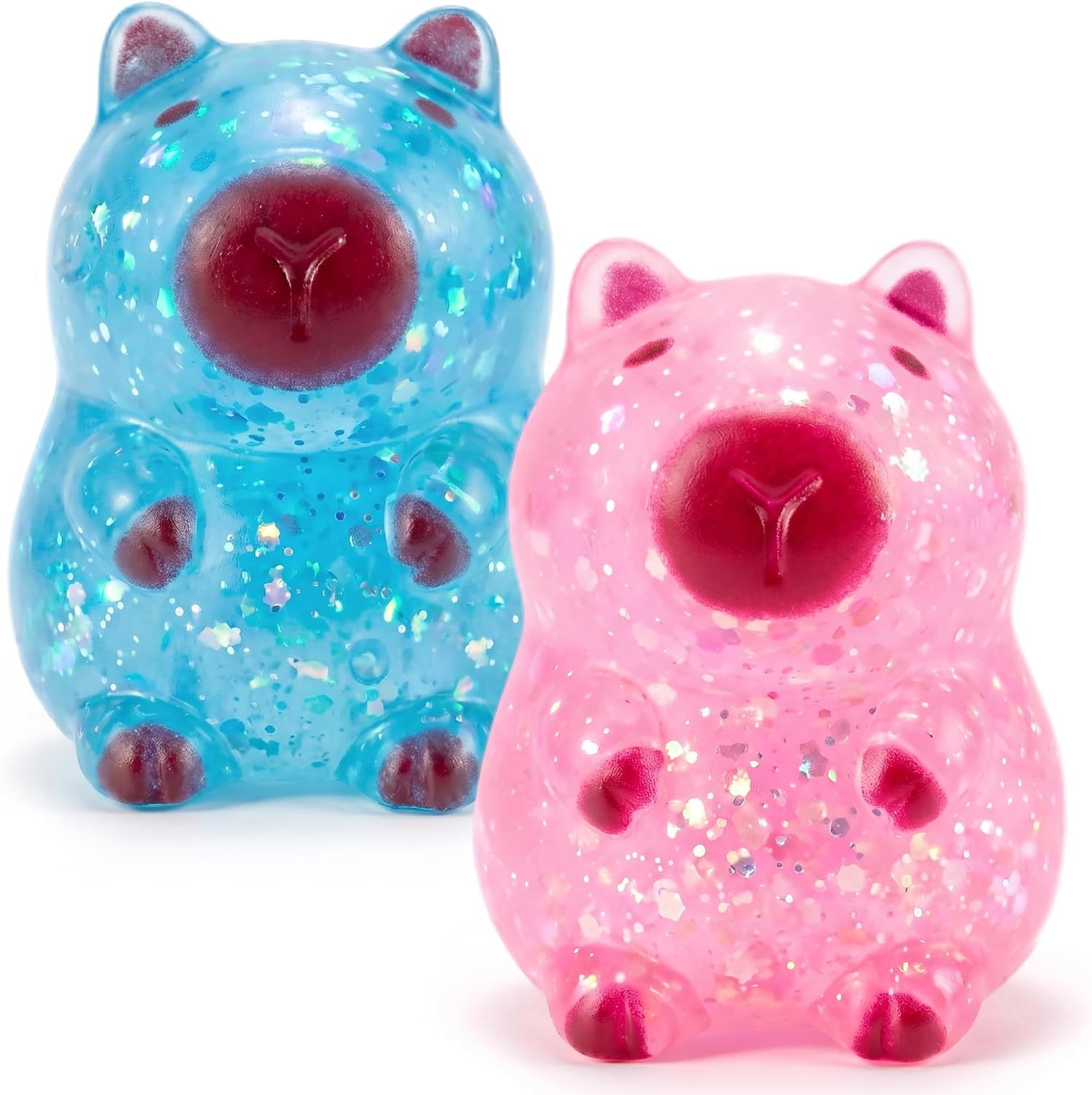 Pink Sparkle Capybara Vase Filler, Cute Animal Fidget Decorative for Adults