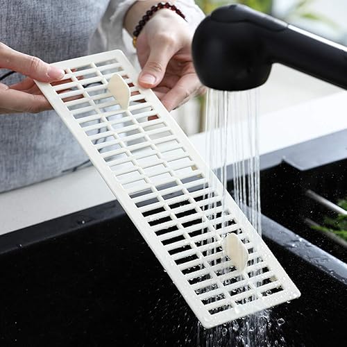 Vista 7 de AIYoo Bandeja grande para cubiertos, organizador de cajones de cocina con tapa y escurridor, bandeja de plástico para cubiertos de cocina