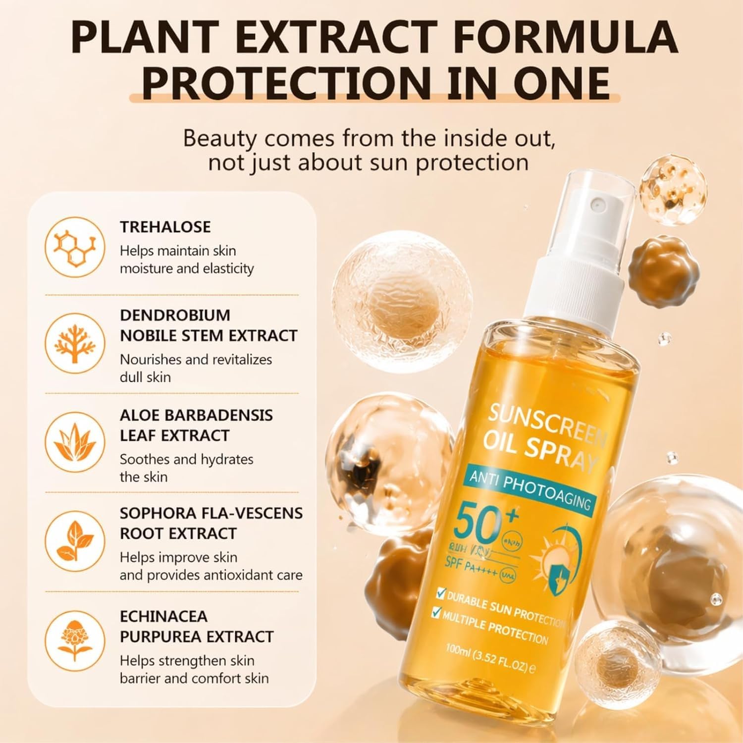 Spray solare SPF 50 — Nebulizzazione fine (3Pezzo) | Formato tascabile. Ideale per spiaggia, attività all'aperto e nuoto. Riapplicare ogni 2
