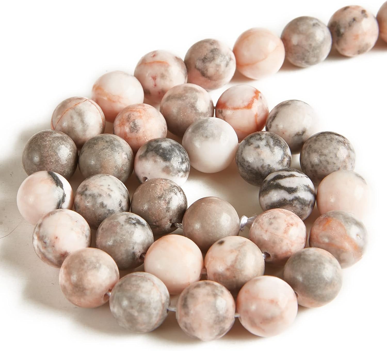 45pcs 8mm Pink Zebra Beads Natural Gemstone Beads Round Loose Beads for Jewelry Making - Image 2
