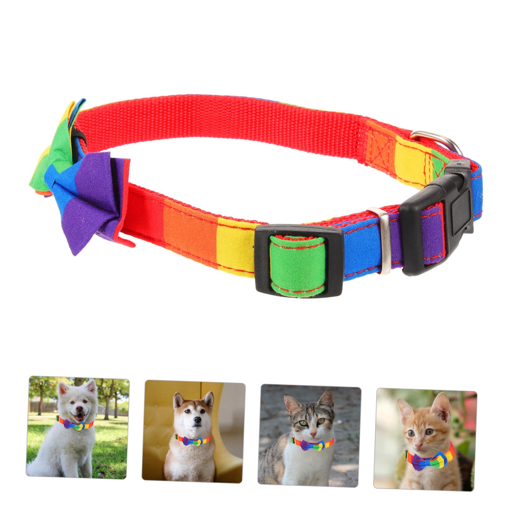 FRCOLOR 5pièces Collier Ajustable Tissu pour Chiens Et Motif Arc-Ciel avec Nœud Décoratif Accessoire pour Animaux De Compagnie