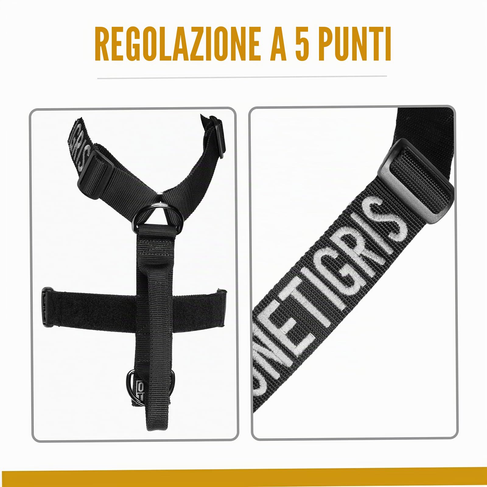 OneTigris No-Pull Goliath K9, Imbracatura per cani con manico regolabile tattica per cani K9, cuccioli, caccia, escursionismo, addestramento, passeggiate, attività all'aperto (Nero, L)