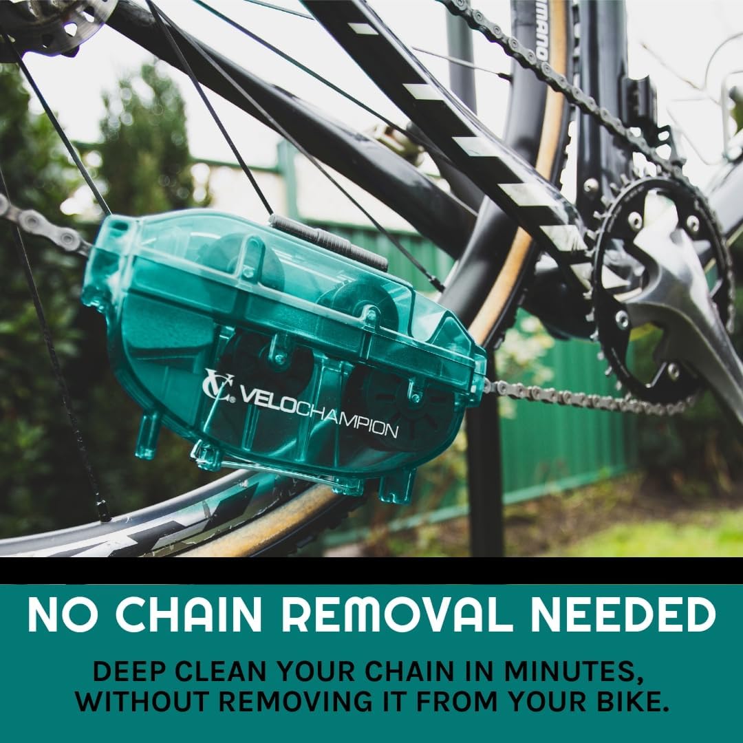 VeloChampion Green Handheld Bike Chain Cleaning Tool | No Chain Removal Needed | Durable Easy To Use for Through Bicycle Chain Maintenance