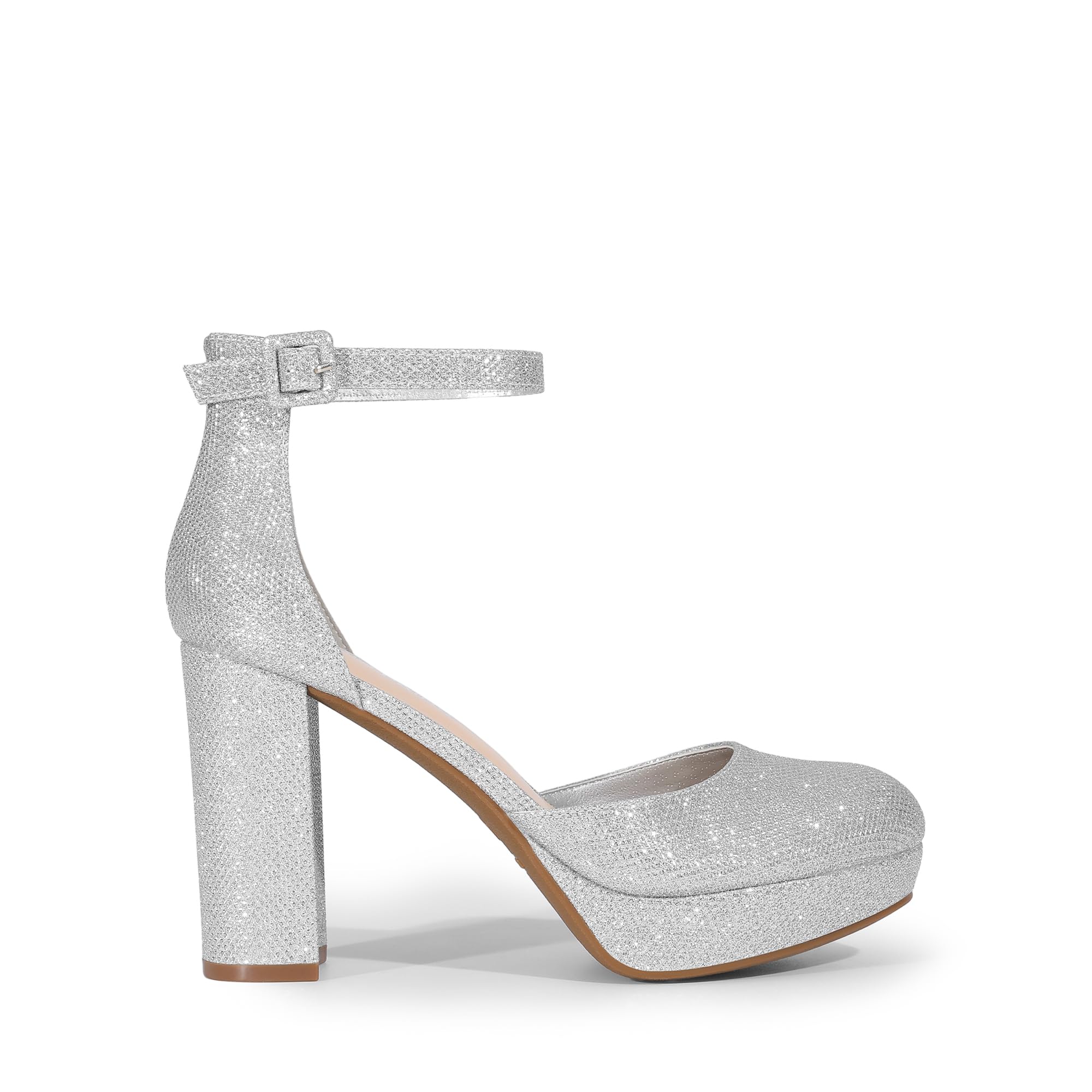DREAM PAIRS Scarpe Donna Eleganti con Tacco Alto, Plateau e Punta Chiusa, Cinturino alla Caviglia, Scarpe da Sposa e Festa
