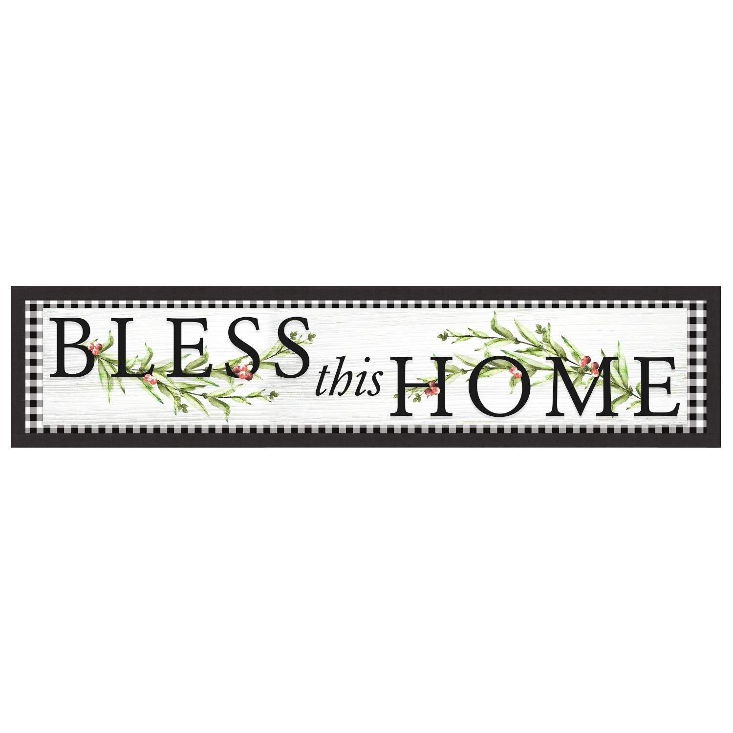 Repositionable Stickers Bless This Home Country Message, Black / Green, 91.44 cm. 20.32 cm