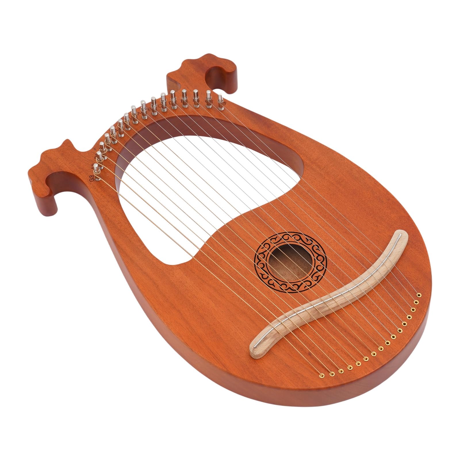 Lyra - Arpa (16 cuerdas, instrumento vintage de caoba con llave de afinación y cuerdas de acero recogedoras)