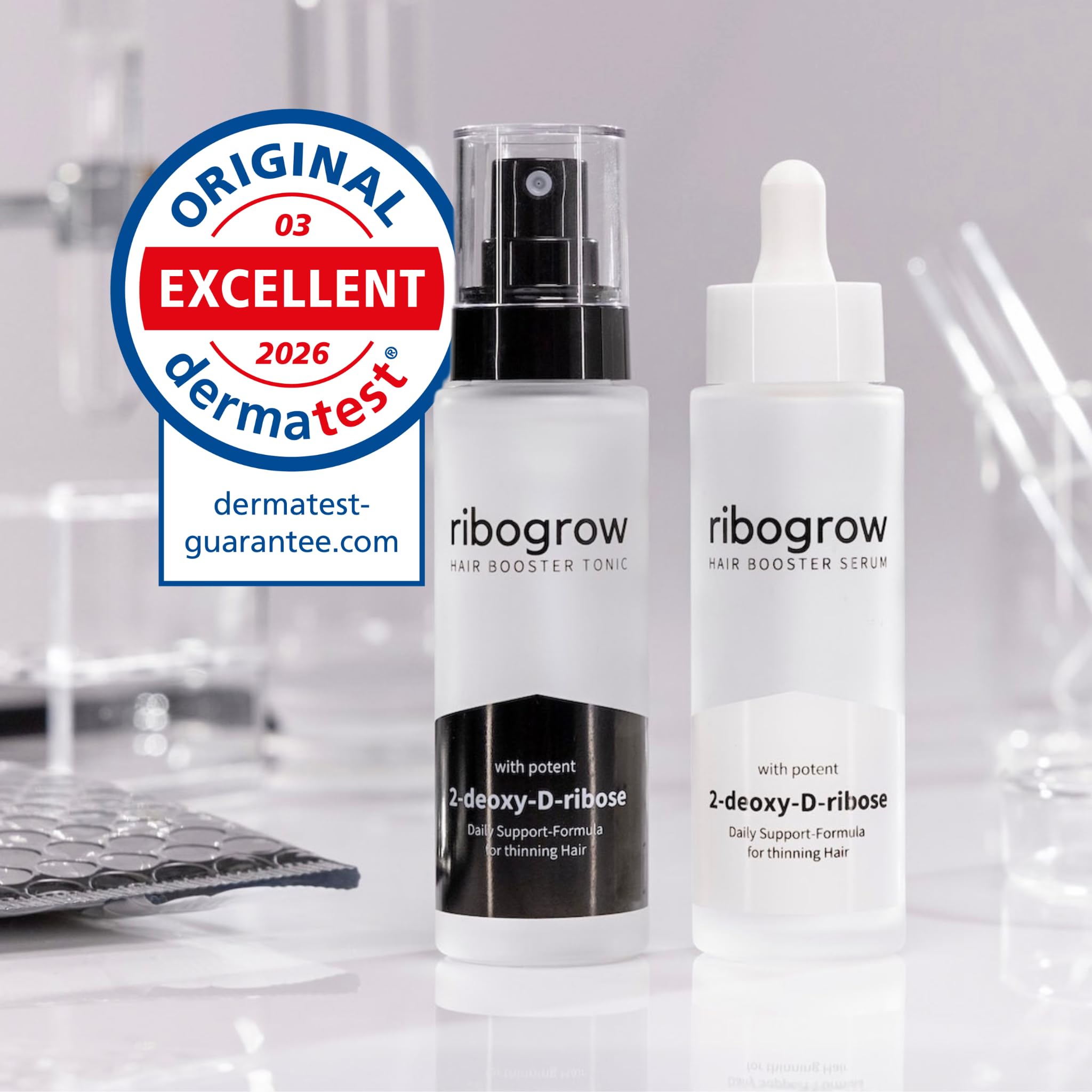 Hair Booster Serum 3x50ml | Haarwachstum Serum 3 Monate mit 2-Desoxy-D-Ribose & Koffein | gegen Haarausfall Frauen & Männer | Pipette | Dermatest Exzellent