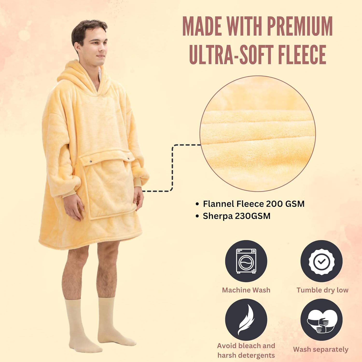 Wearable Blanket Hoodie, Oversized Sherpa Fleece Sweatshirt with Large Pocket, for Adults Women Men