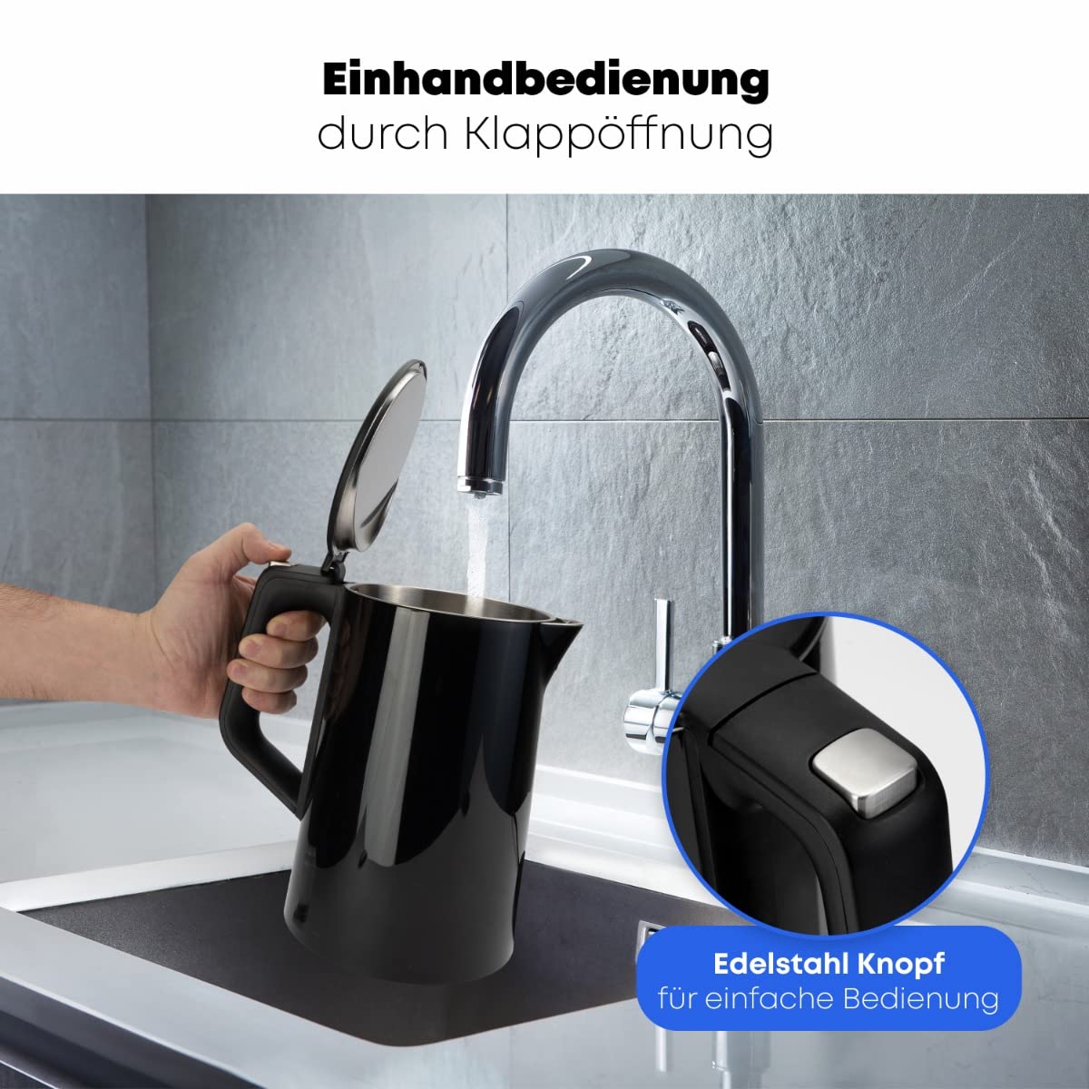 ProfiCook® Hervidor con ajuste de temperatura 1,7 litros - selección de temperatura 50°-100°C, función mantener caliente, tetera con ajuste de temperatura - PC WKS 1243