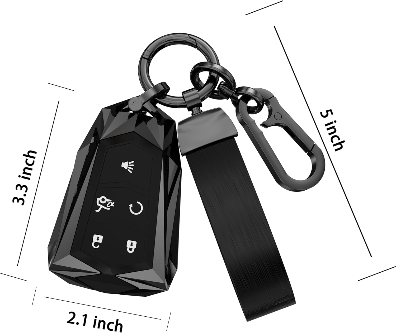 for Cadillac Key Fob Cover Compatible with Escalade ATS CTS STS SRX XT5 CT6 5 Buttons with Keychain