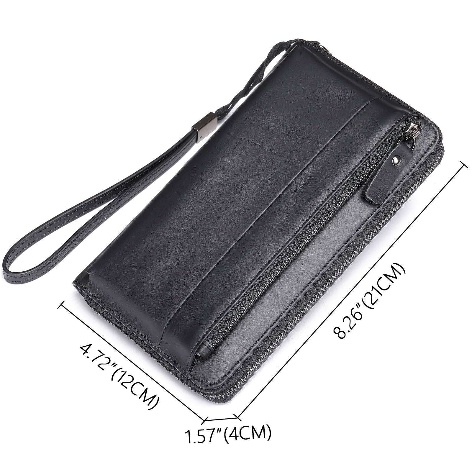 Pochette da uomo in pelle di grande capacità multi-cuccetta con strato superiore in pelle bovina