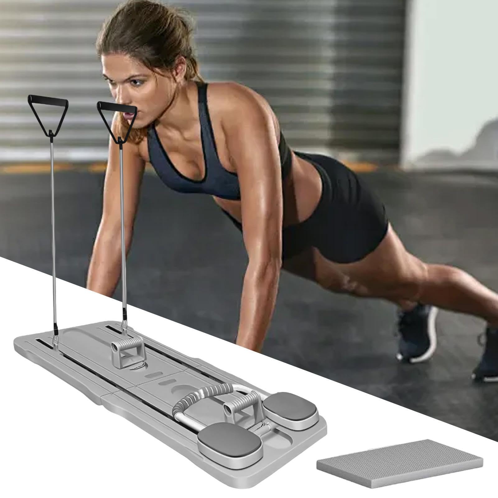 Deska Do Ćwiczeń Brzucha Pilates Składana Deska Pilates | Powiększone Wzmocnione Podpórki Na Łokcie Stabilny Sprzęt Treningowy Do Mięśni Core Domowej Siłowni Na
