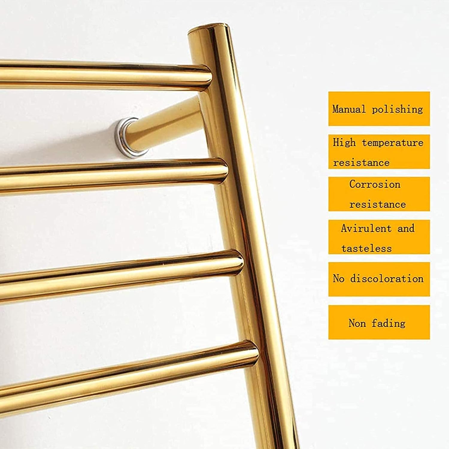 APUM Heated Towel Rack, Wall Mounted Heated Towel Warmer, 14 Bar Gold Electric Heated Towel Rack, 304 Stainless Steel Bathroom Heated Towel Rail Radiator (Plug in)