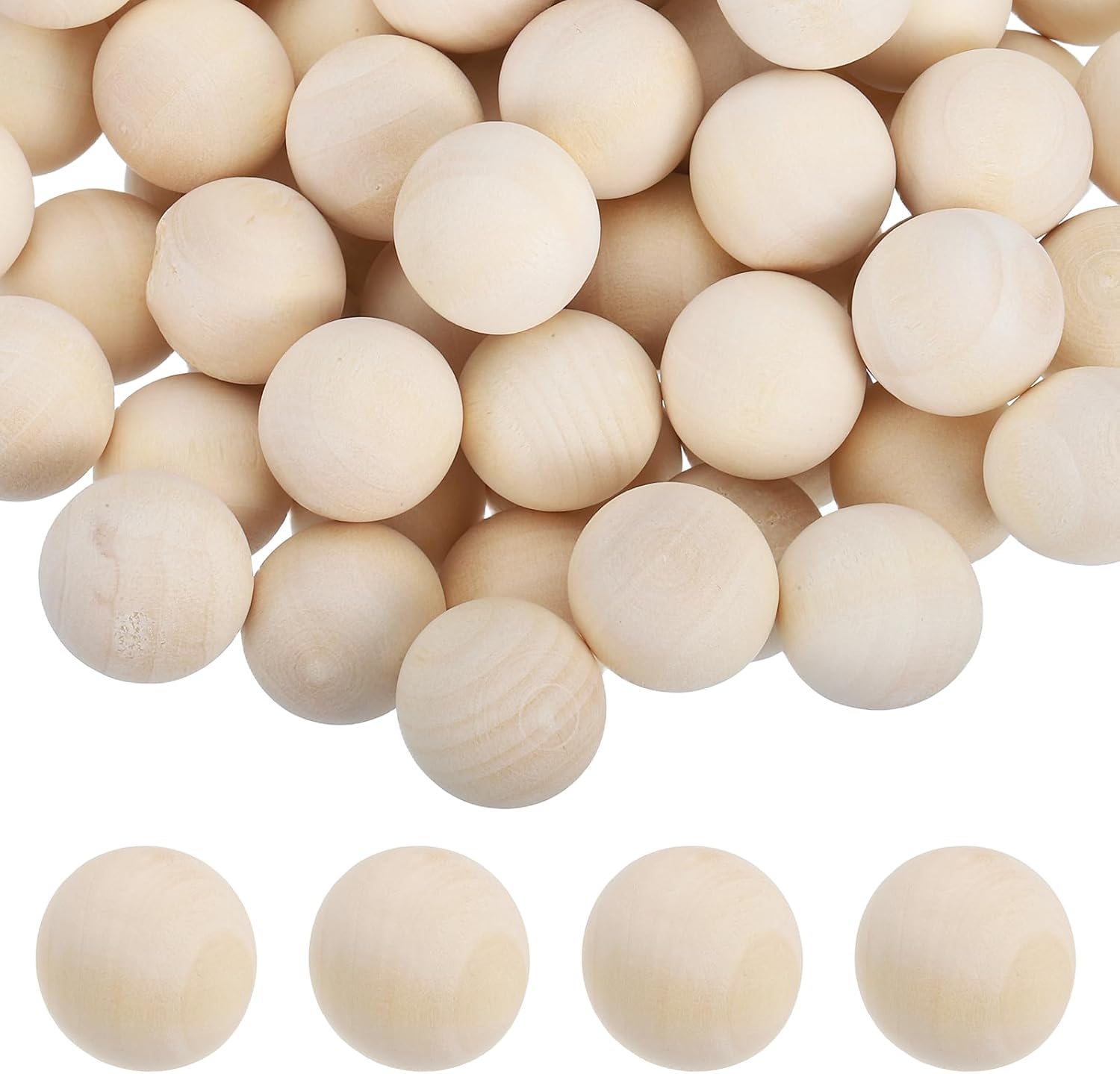 MECCANIXITY 30 Pack Wood Balls, 30mm Unfinished Wooden Balls, Solid Hardwood Small Round Beads Natural Birch Wood Spheres for DIY Crafts, Christmas Ornaments, Jewelry Making