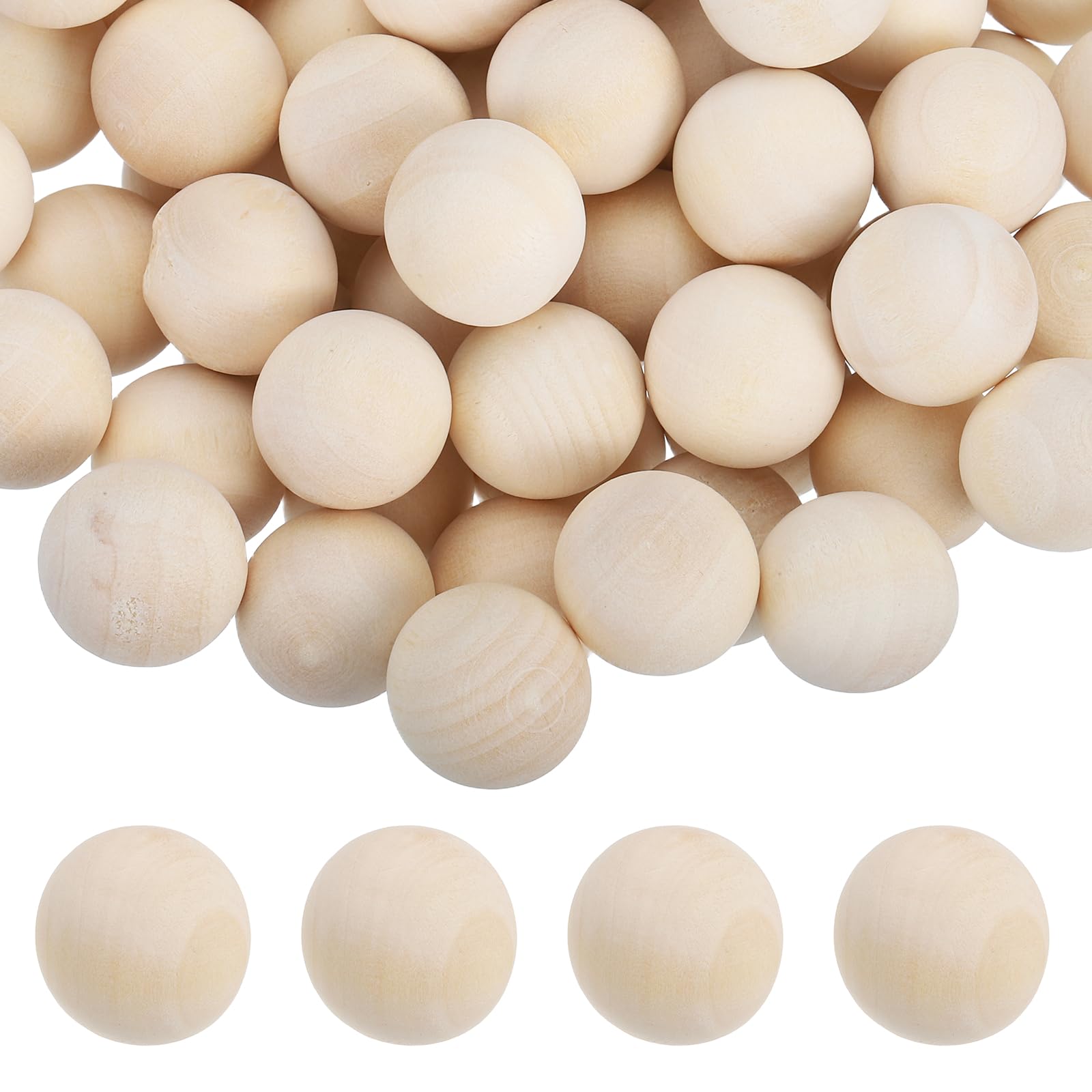 sourcing map 30 Pack Wood Balls, 22mm Unfinished Wooden Balls, Solid Hardwood Small Round Beads Natural Birch Wood Spheres for DIY Crafts, Christmas Ornaments, Jewelry Making