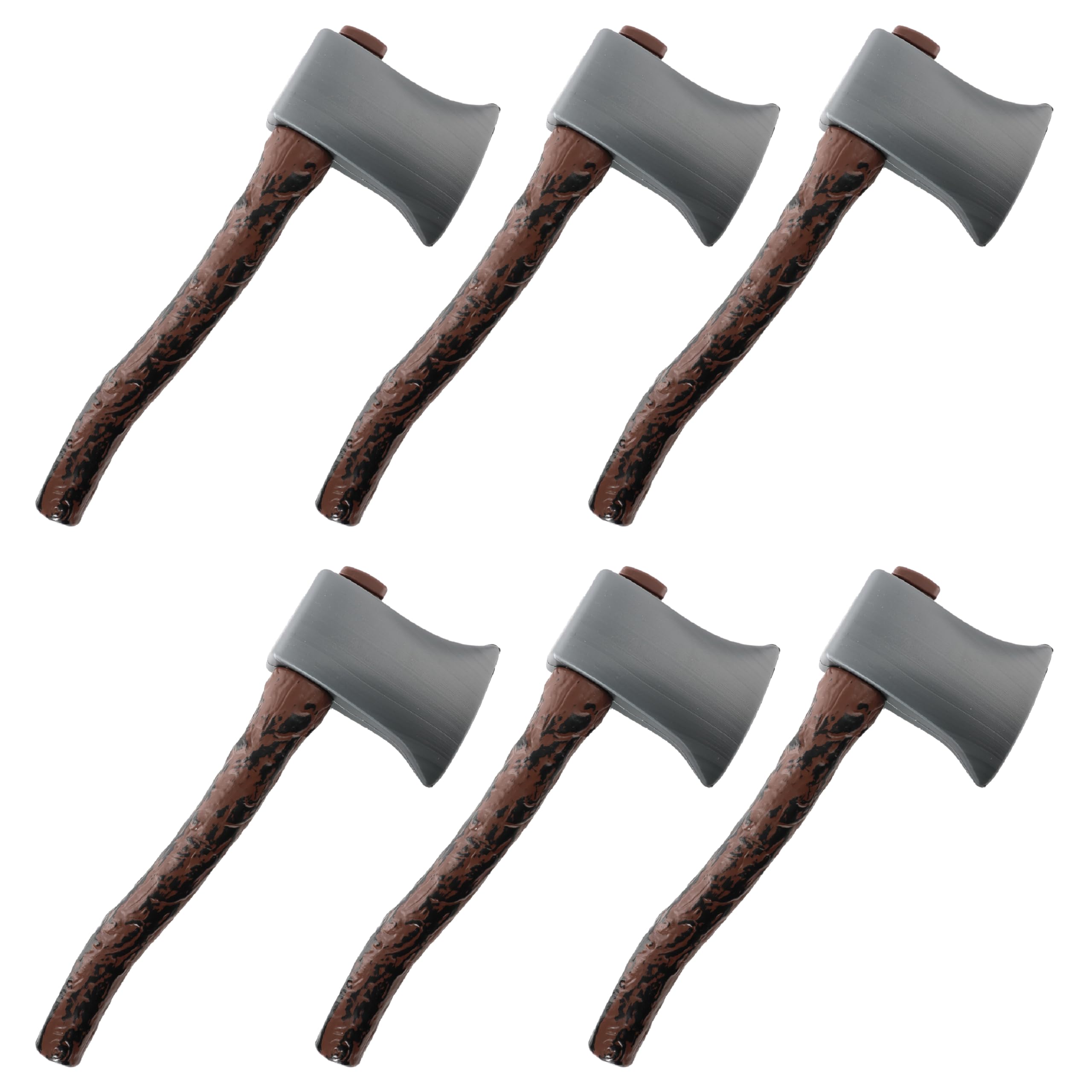 Woodsman Axe With Brown Handle Fancy Dress Accessory - Pack of 6 - Plastic Axe Prop With Wooden Handle - Halloween School Book Week World Book Day Fancy Dress Costume Accessory
