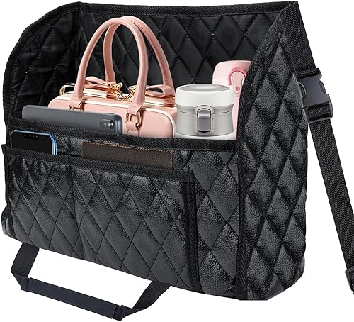 Soporte para bolso de automóvil entre asientos, bolsillo organizador de cuero para asiento delantero, bolsillo organizador de bolsa de bolsillo de
