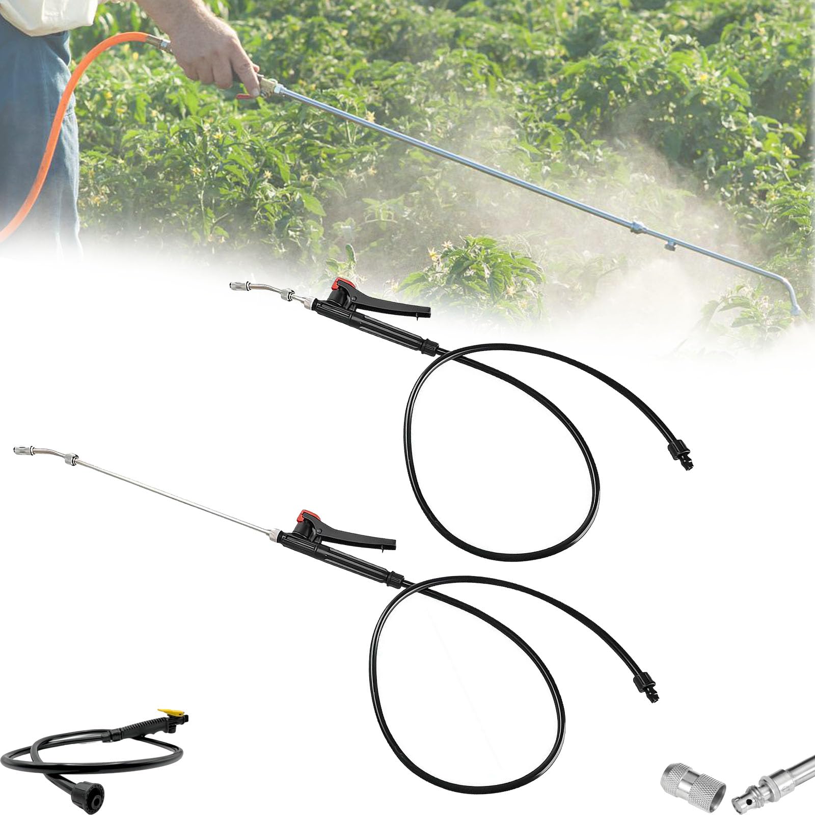 Pump Action Pressure Sprayer Wand, 29" Retractable Stainless Steel Replacement Sprayer Wand, Adjustable Stainless Steel Replacement Spray Wands for