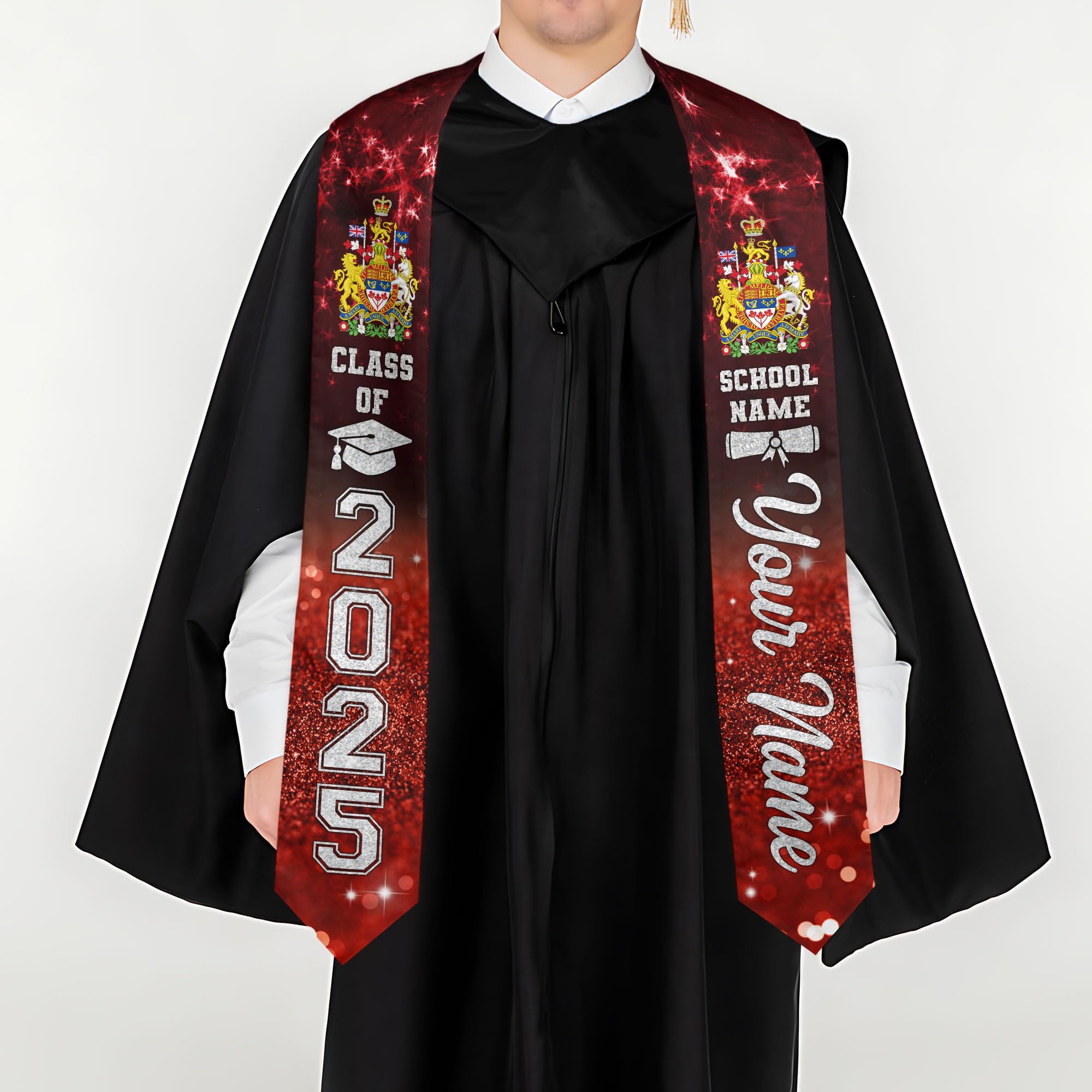 MonkeyVan Personalized Canada Graduation Stole, Canadians Graduation Sash, Canada Flag Graduation Stole, Class of 2025 Cn4