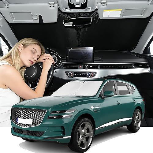 Miniatura 123 de Parasol de 4 capas para parabrisas, ajuste personalizado, tela 240T, parasol retráctil que bloquea los rayos ultravioletas, accesorios para automóvil