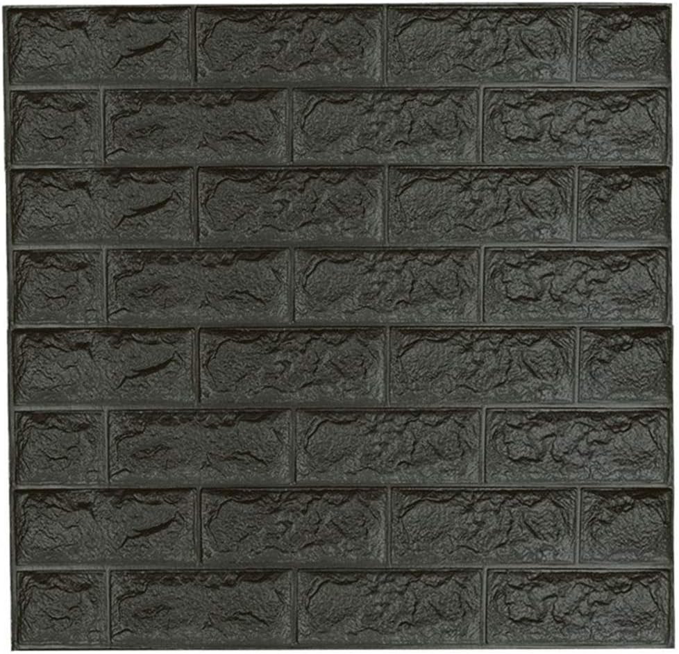 3D Brick Wallpaper, Removable Peal and Stick PE Foam Wall Sticker for Living Room Home Office sq ft 3.875/pcs (5 sheets Brick Dark Grey)