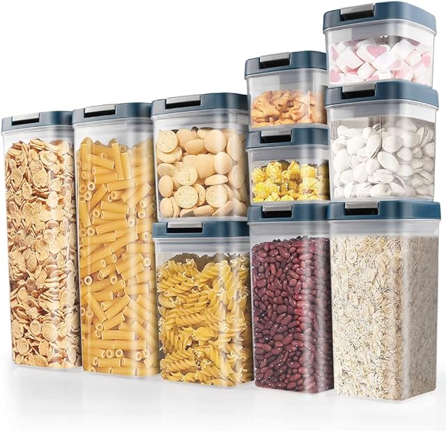Arrinew Food Storage Containers Set with Lids For Kitchen Organization 10 Pack - BPA Free Food Canisters For Pantry Organization And Storage - Cereal, Flour Containers